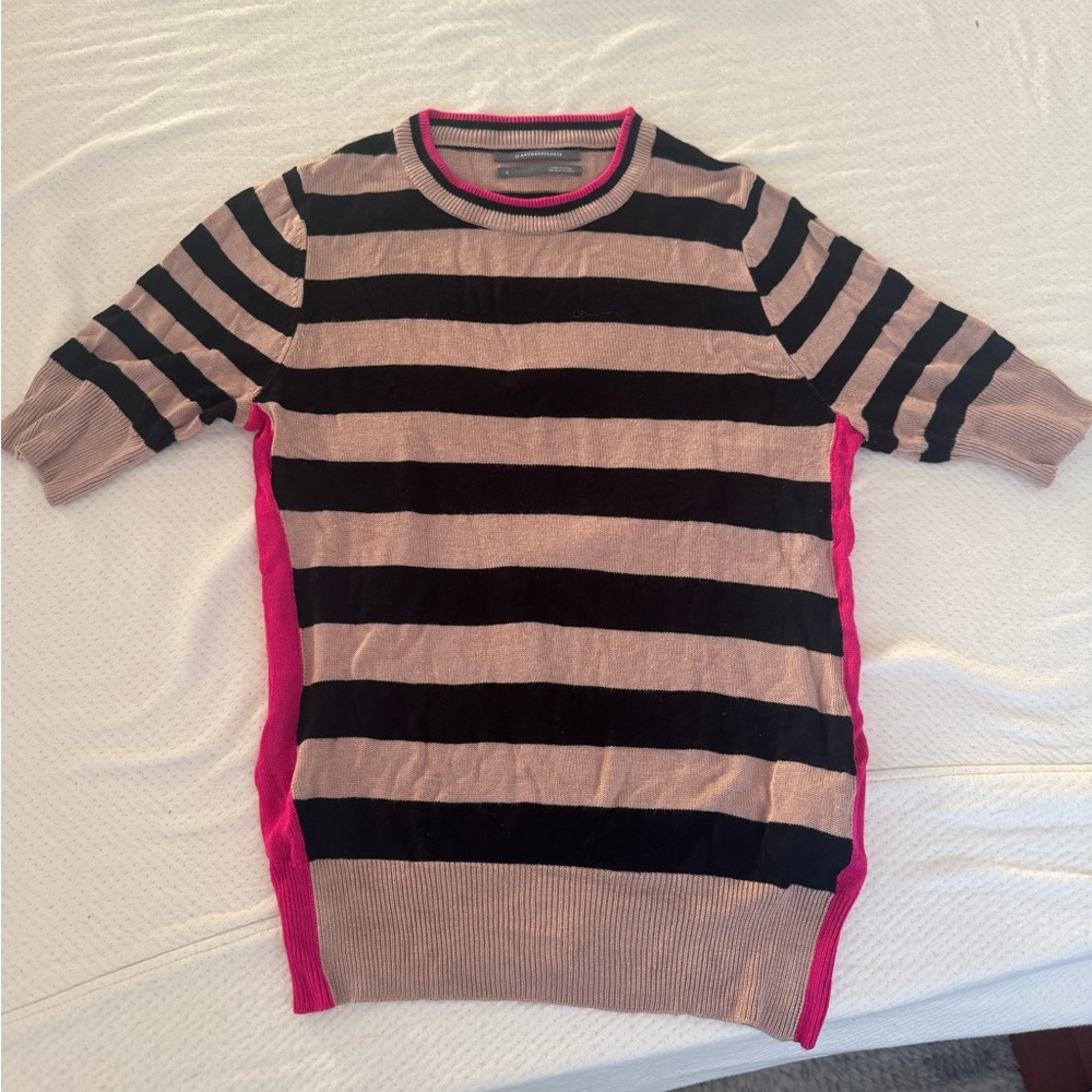 Anthropologie Maeve Black and Pink Striped Knit